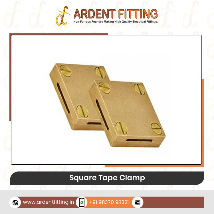 Customized Electroplating Color 50x6 Brass Square Clamp Flat Conductor Earth Tape Clamp for Earthing Protection