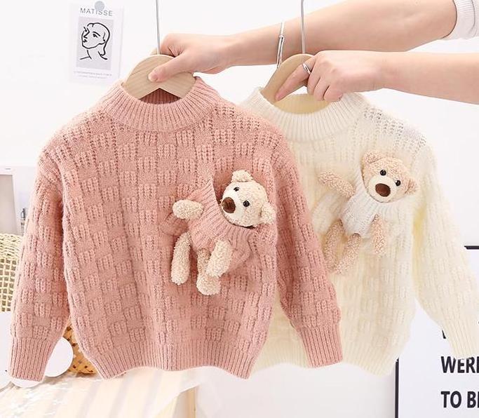 2021 wholesale cartoon child kids baby teddy bear sweater