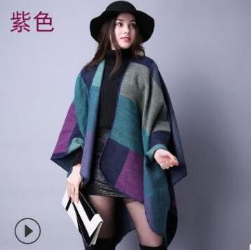 latest ladies women plaid check winter ponchos