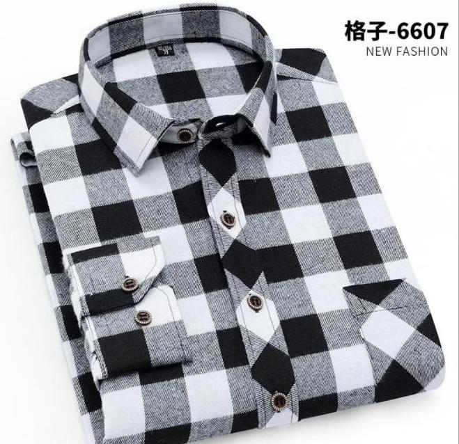 plus size fat women fat men long sleeve cotton checked shirt