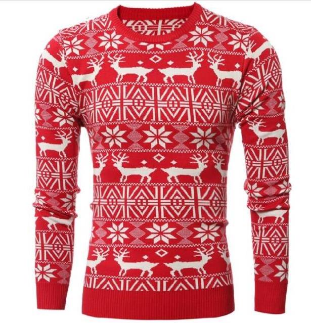 adult unisex reindeer snowflake red Christmas knitted  jumper sweater