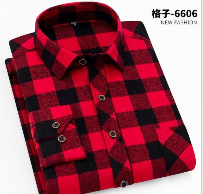 plus size fat women fat men long sleeve cotton checked shirt