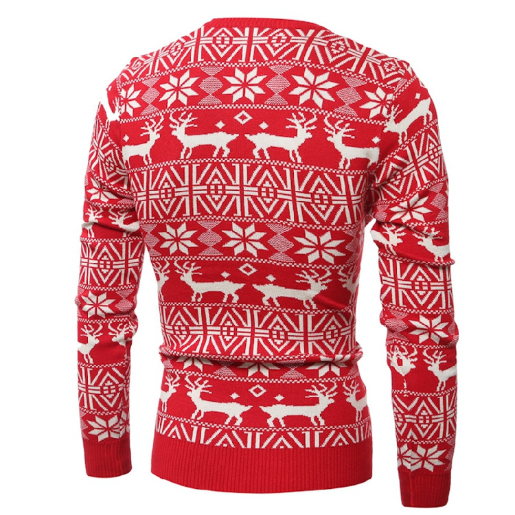 adult unisex reindeer snowflake red Christmas knitted  jumper sweater