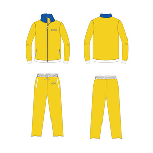 Custom Plain Track Jacket Contrast Blue Yellow Color Zip Tracksuits Unisex Polyester Jogging Suit Tracksuit