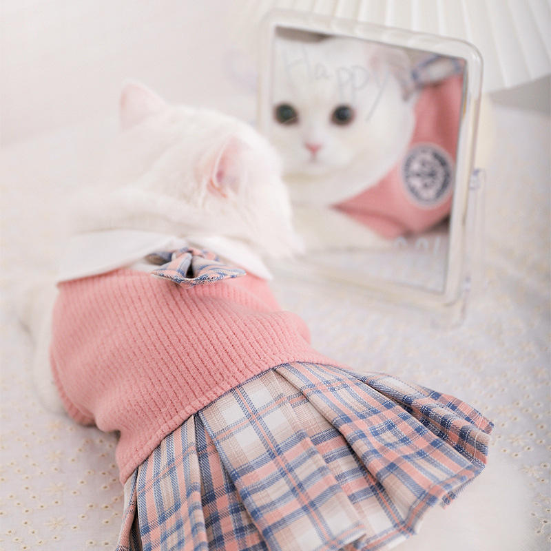 Dog Clothes Dresses Quality Designer Dog Clothes Wholesale Female Cute Cat Skirt Green Small Middle Dog Clothes Made in China