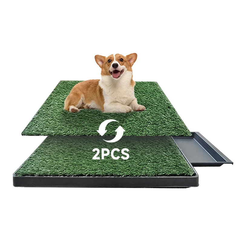 Factory wholesale Artificial Grass Patch Bathroom Mat Training Pad With Tray Dog Potty Portable indoor Outdoor Dog Toilet