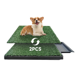 Factory wholesale Artificial Grass Patch Bathroom Mat Training Pad With Tray Dog Potty Portable indoor Outdoor Dog Toilet