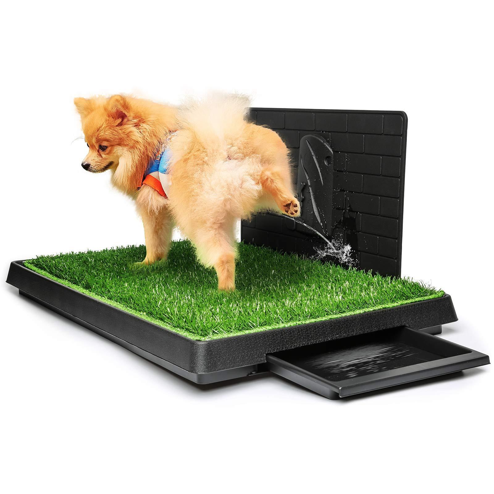 Large Indoor/Outdoor Reusable Dog Toilet Training Pads Artificial Grass Patch Puppy Turf Potty with Pee Baffle Tray for Dogs