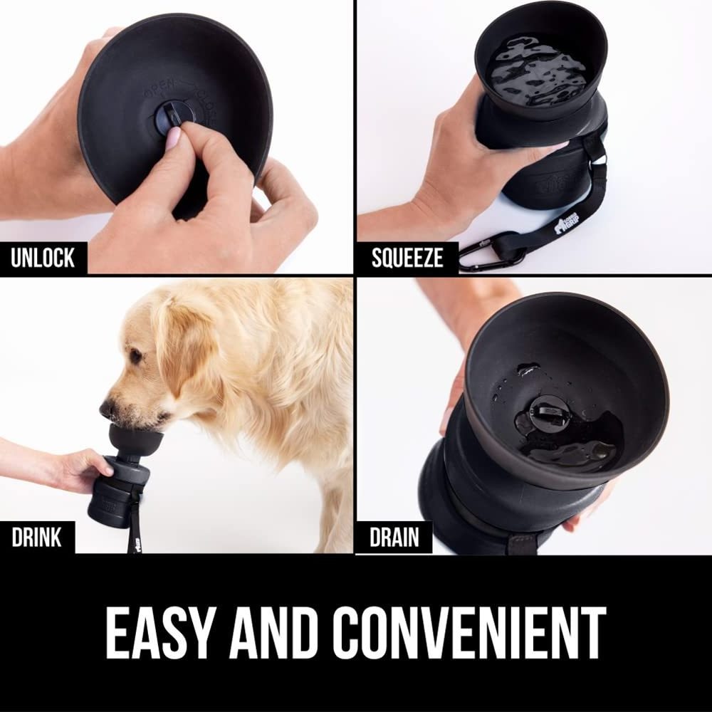 Food Grade Silicone Portable Dog Water Bottle with Built-In Bowl Leak-Proof Spill-Proof Pets Travel Walk Training Essentials