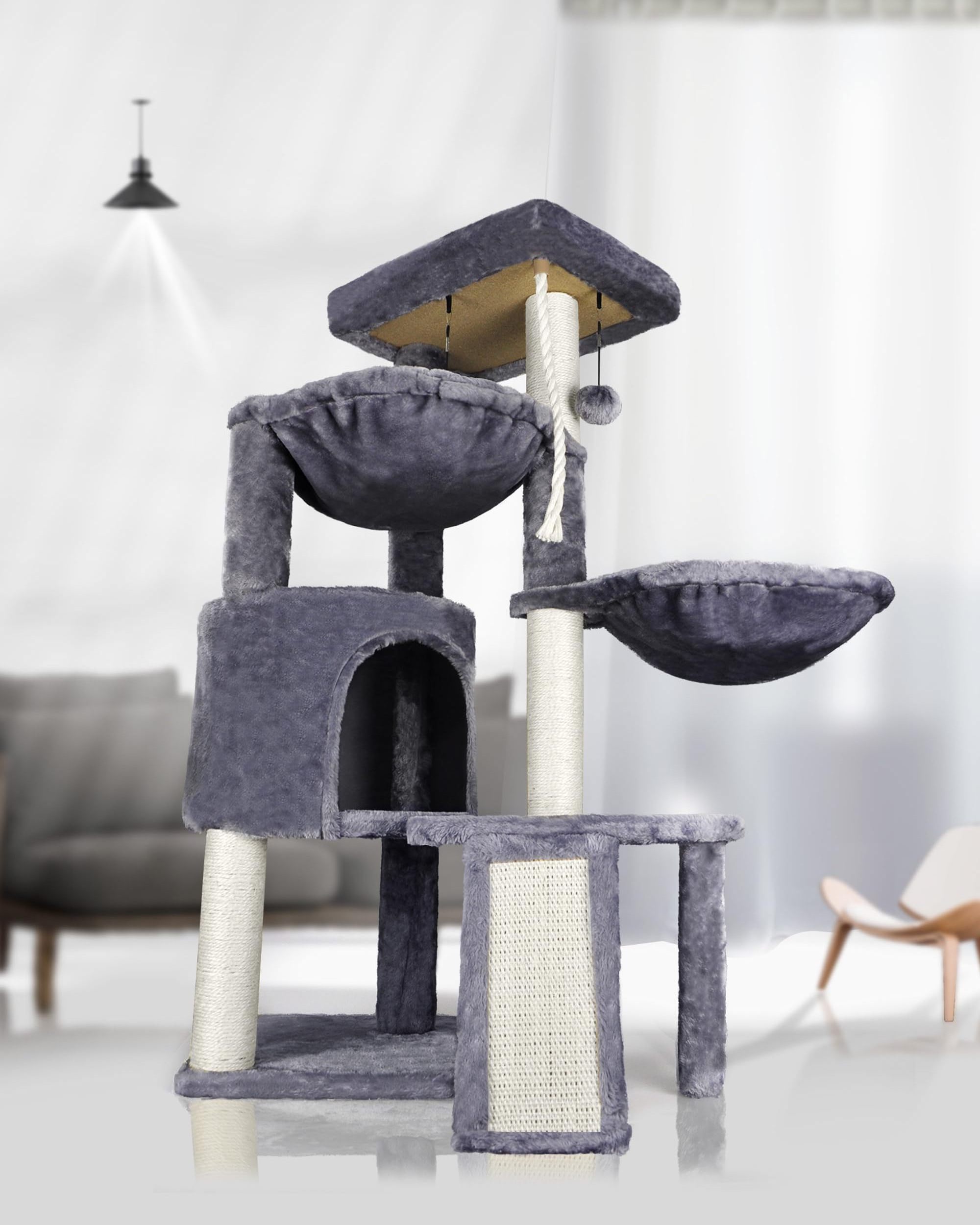 Hot Sale Wholesale Large Luxury Popular Pet Houses Cat Condo Two Hammocks Three Layer Cat Tree House Big Wooden cat Tower