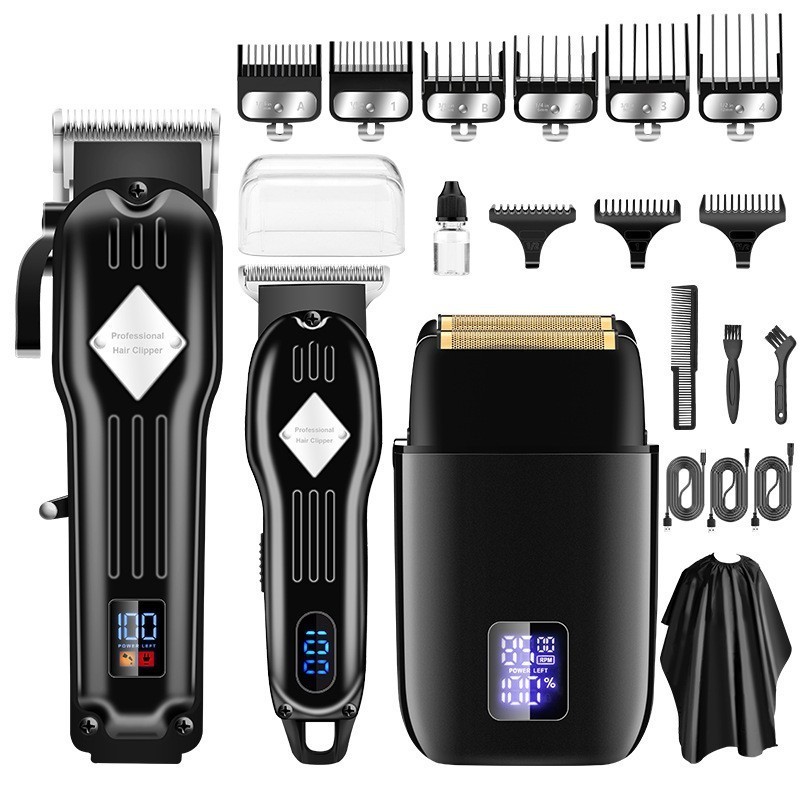 AREMEY PRO 973 Electric Foil Shaver Hair Clippers Set gold all metal body hair trimmer set and beard Shaver