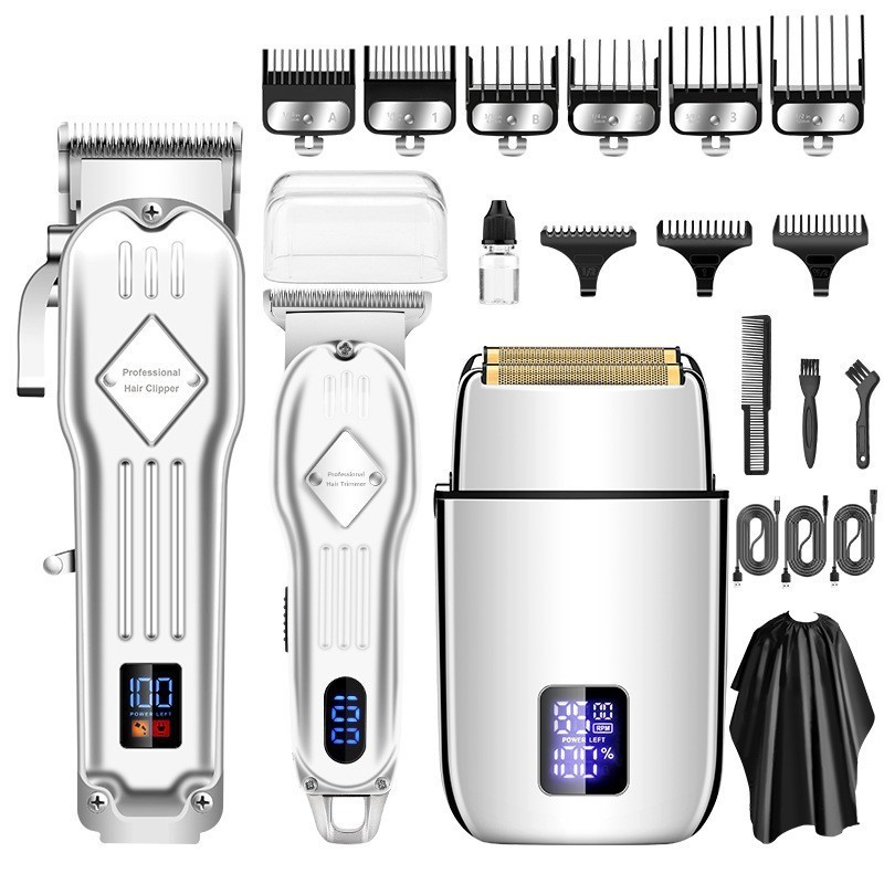 AREMEY PRO 973 Electric Foil Shaver Hair Clippers Set gold all metal body hair trimmer set and beard Shaver