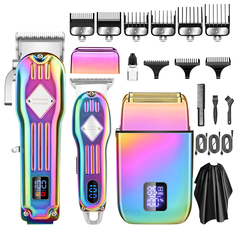 AREMEY PRO 973 Electric Foil Shaver Hair Clippers Set gold all metal body hair trimmer set and beard Shaver