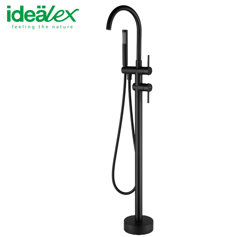 Ares Idealex Modern Brass Single Handle Free Standing Bathtub Faucet Shower Bath Mixer Tap with Hand Shower