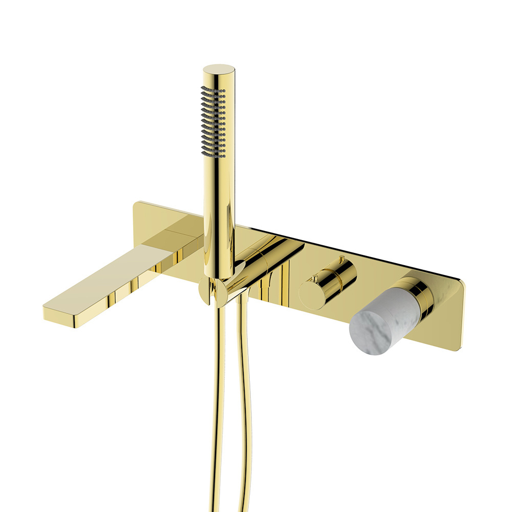 Ares Idealex Shower Accessories Brass Bathtub Spout Wall Mounted Gold Bathroom Faucet Tap