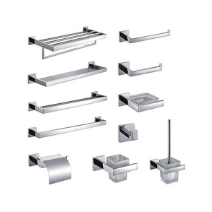 Stainless Steel Square Washroom Accessories Hotel Bath Hardware Accessories Set