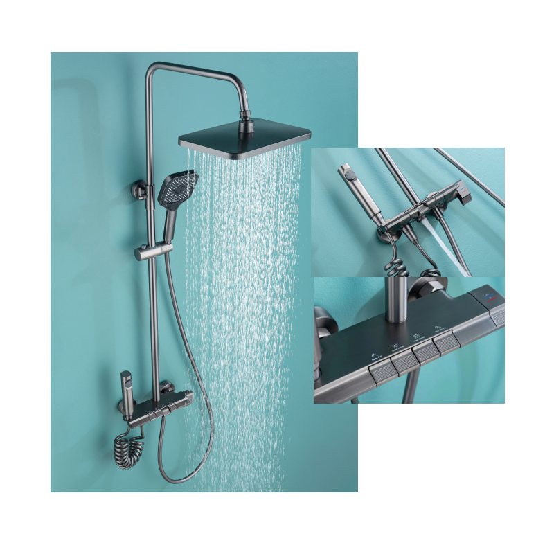 2023 Tiktok Trend Classic 4 Keys Single Water Bathroom Gun grey Piano Keys Shower Faucet Set