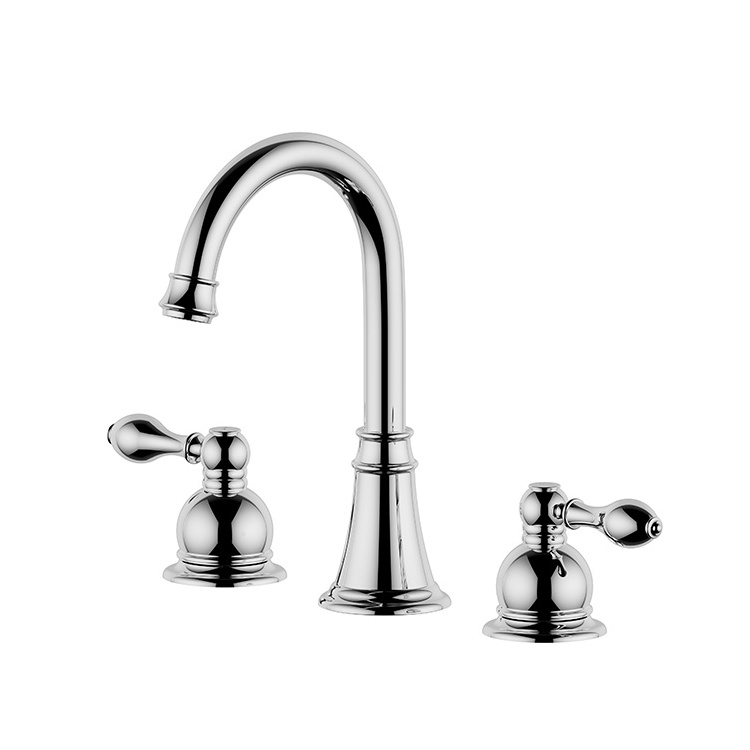 Ares Idealex New Design Antique 3 Holes Mixer Tap Brass Copper Bathroom Basin Sink Faucet with Two-Handle