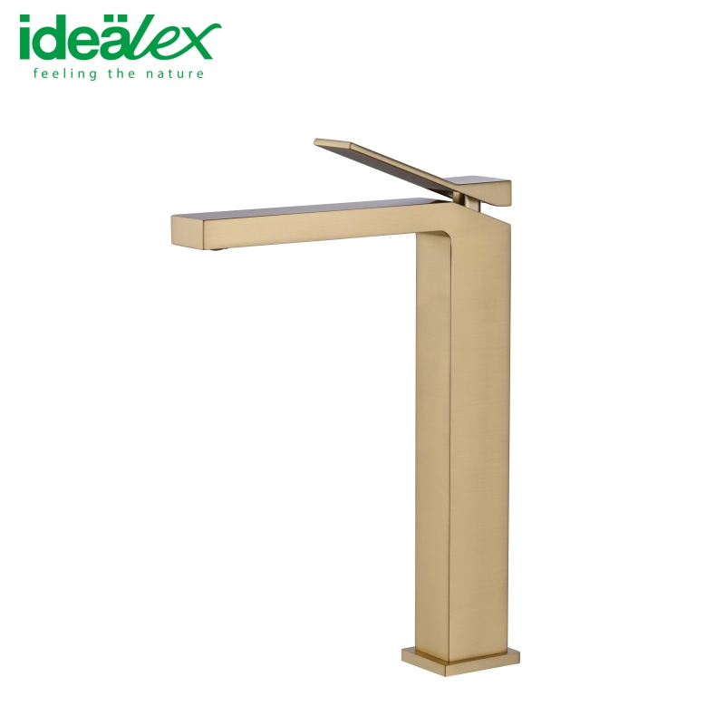 Ares Idealex Copper Brush Gold Deck Mounted Single Tap Vanity Hot Cold Water Brass Bathroom Sink Basin Faucet