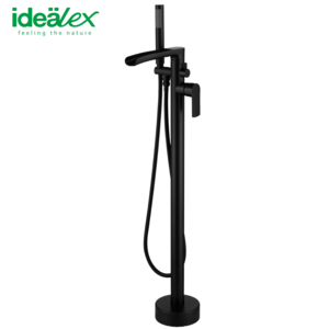 Ares Idealex Black Floor Standing Floor Mount Waterfall Bathtub Faucet Bathroom Faucets Set with Hand Shower