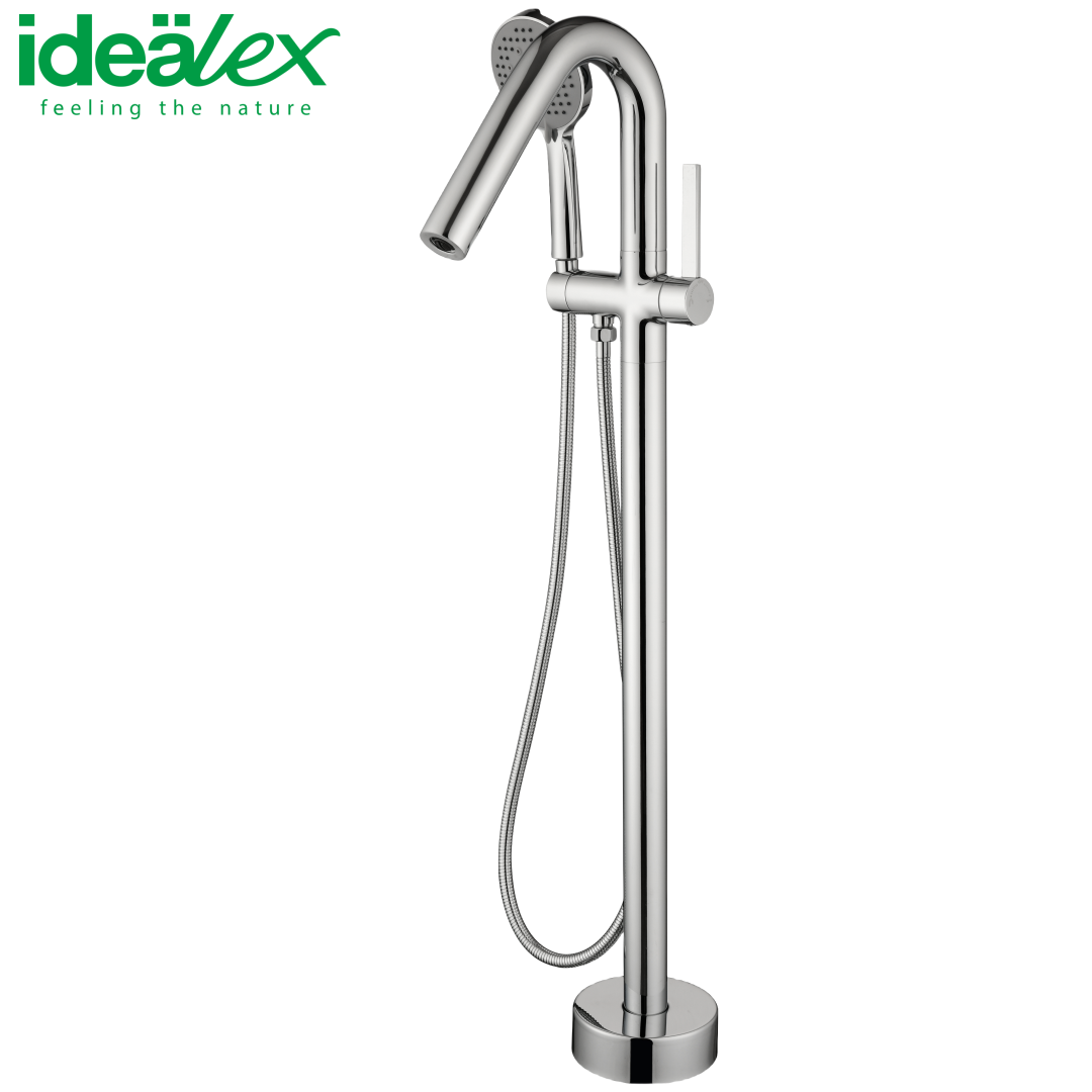 Ares Idealex Modern Brass Single Handle Free Standing Bathtub Faucet Shower Bath Mixer Tap with Hand Shower