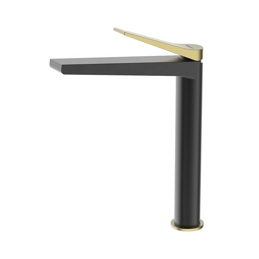 bathroom brass black square water tap single hole basin faucet