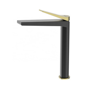 bathroom brass black square water tap single hole basin faucet