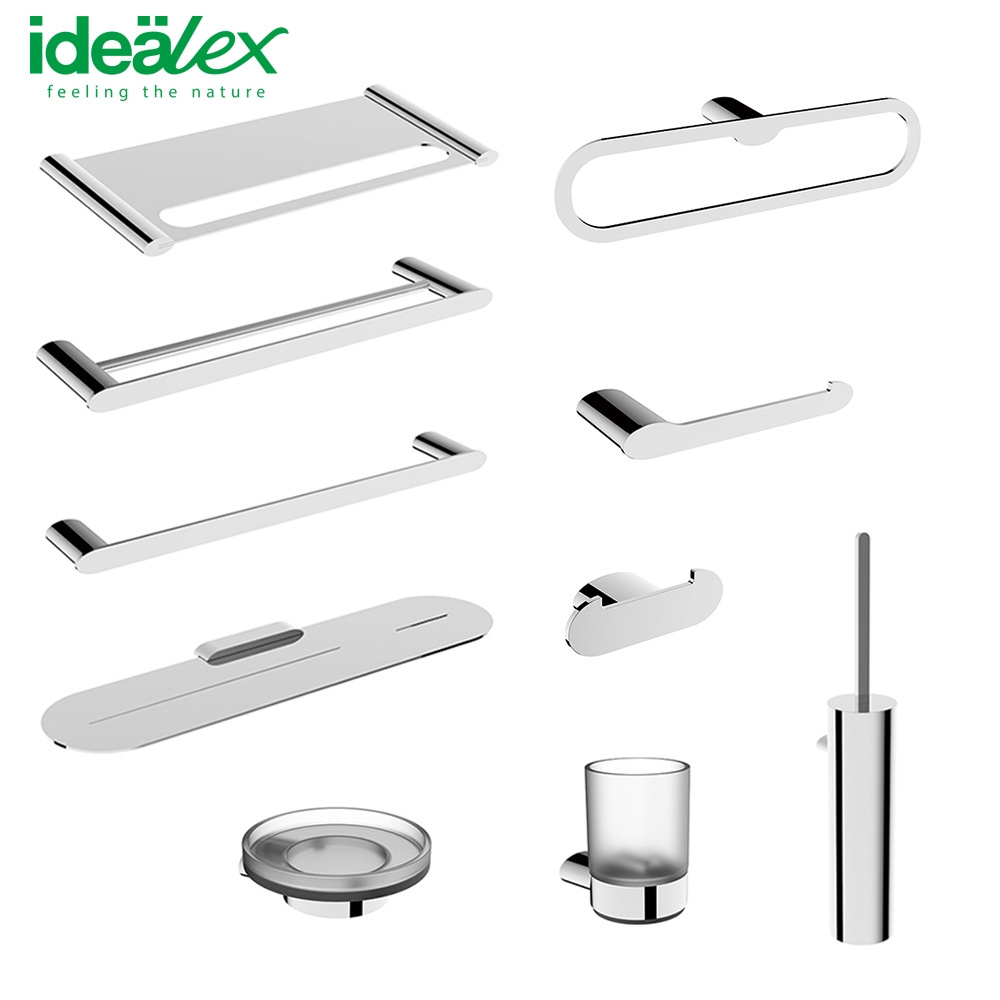 Ares Idealex stainless steel 6 pieces Round Design Black Sanitary Wall Mounted Bathroom Accessories hardware Set