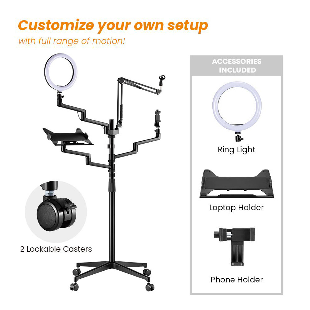 MDS11-2 Live Streaming Ring Light With Mount Tiktok Youtube Ring Light 10inch LED With Cell Phone Holder Light Ring