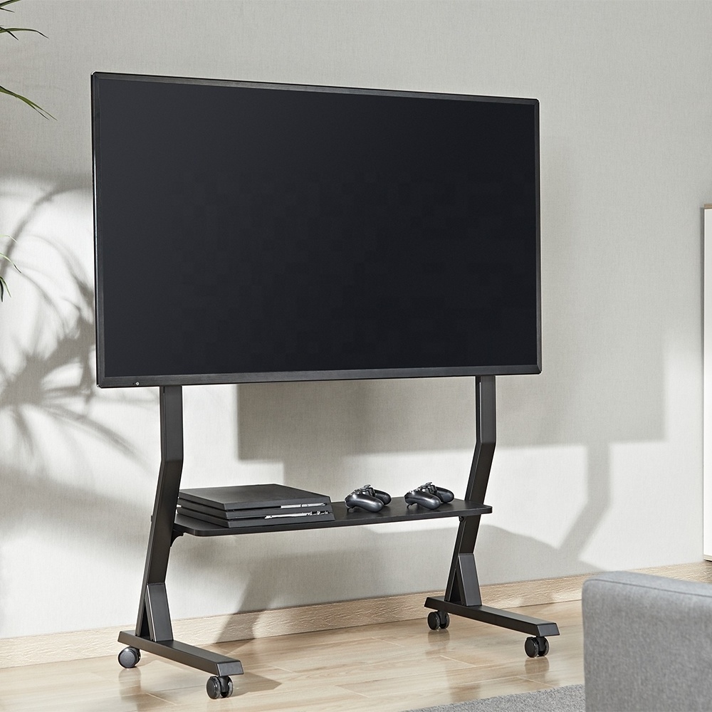 LDT03-25FLW Mobile Gaming TV Stand Cart with Shelf and Wheels for 45-90 Inch TV Mount Cart