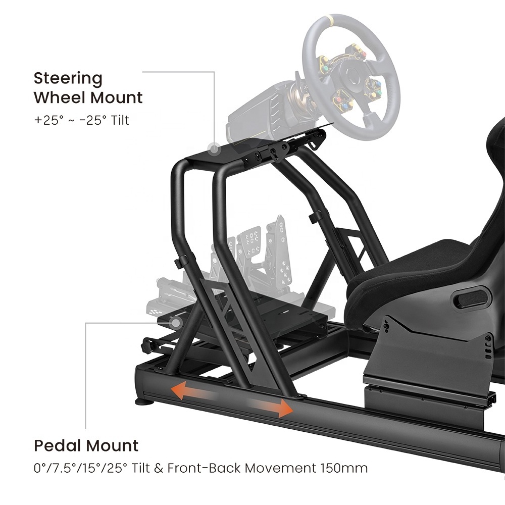 LRS08-BS02 Aluminum Gaming Racing Sim Simulator Cockpit Driving Rig For G25 G27 G29 G920 Car GTR Simracing Seat 1st