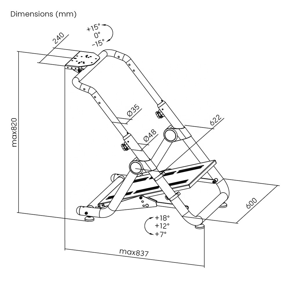 LRS06-BS01 Foldable Gaming Racing Steering Wheel Stand Steering Wheel Holder Racing Simulator Cockpit Frame