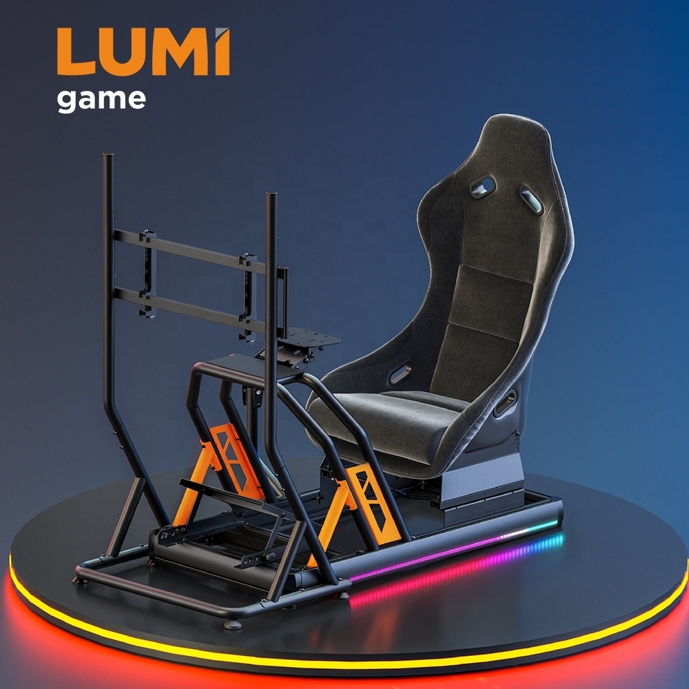 LRS08-BS02 Aluminum Gaming Racing Sim Simulator Cockpit Driving Rig For PC PS4 PS5 Xbox G25 G27 G29 G920 Car GTR Simracing Seat