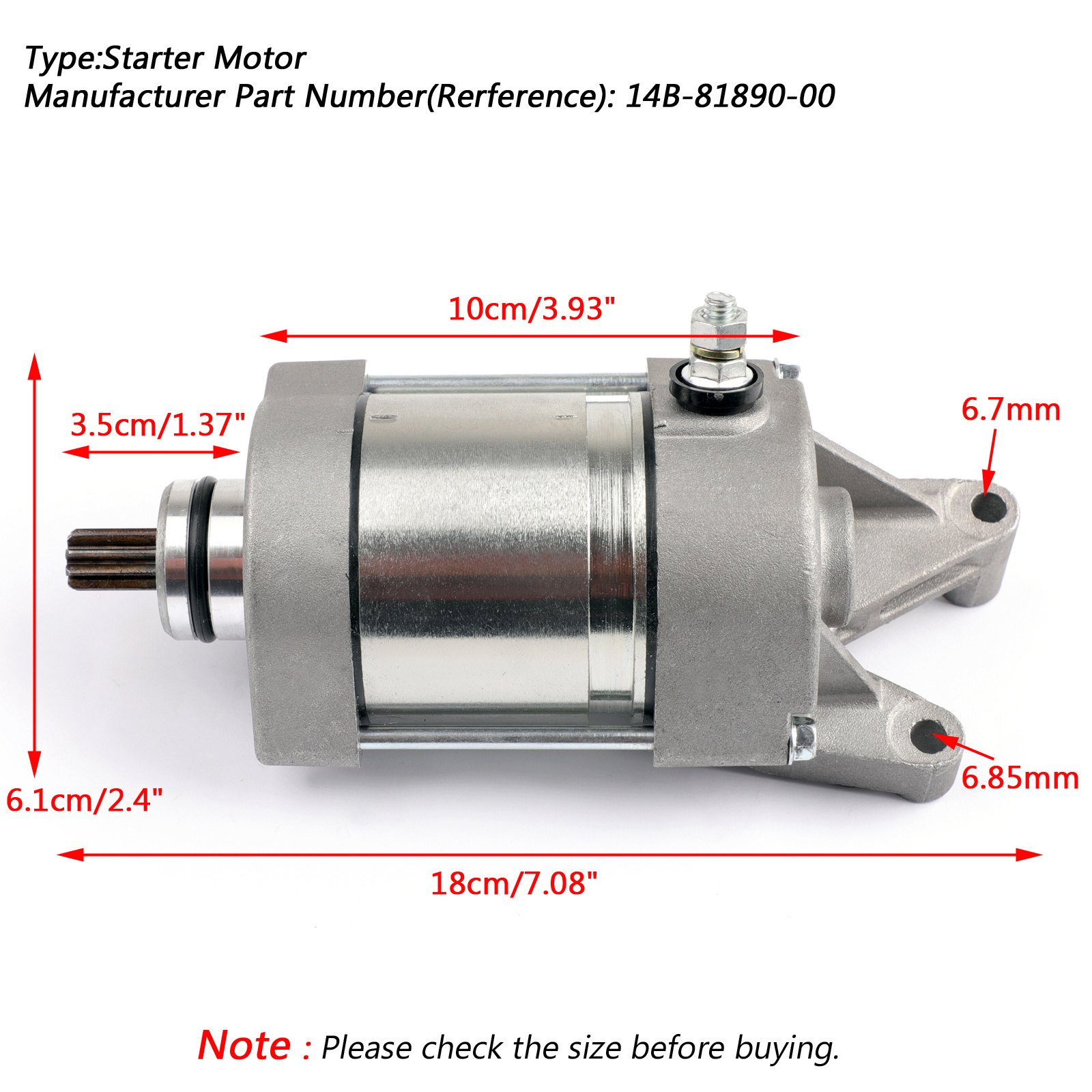 14B-81890-00 Starter Motor Engine Starting For Yamaha YZF-R1 R1 2009 2010 2011 2012 2013 2014