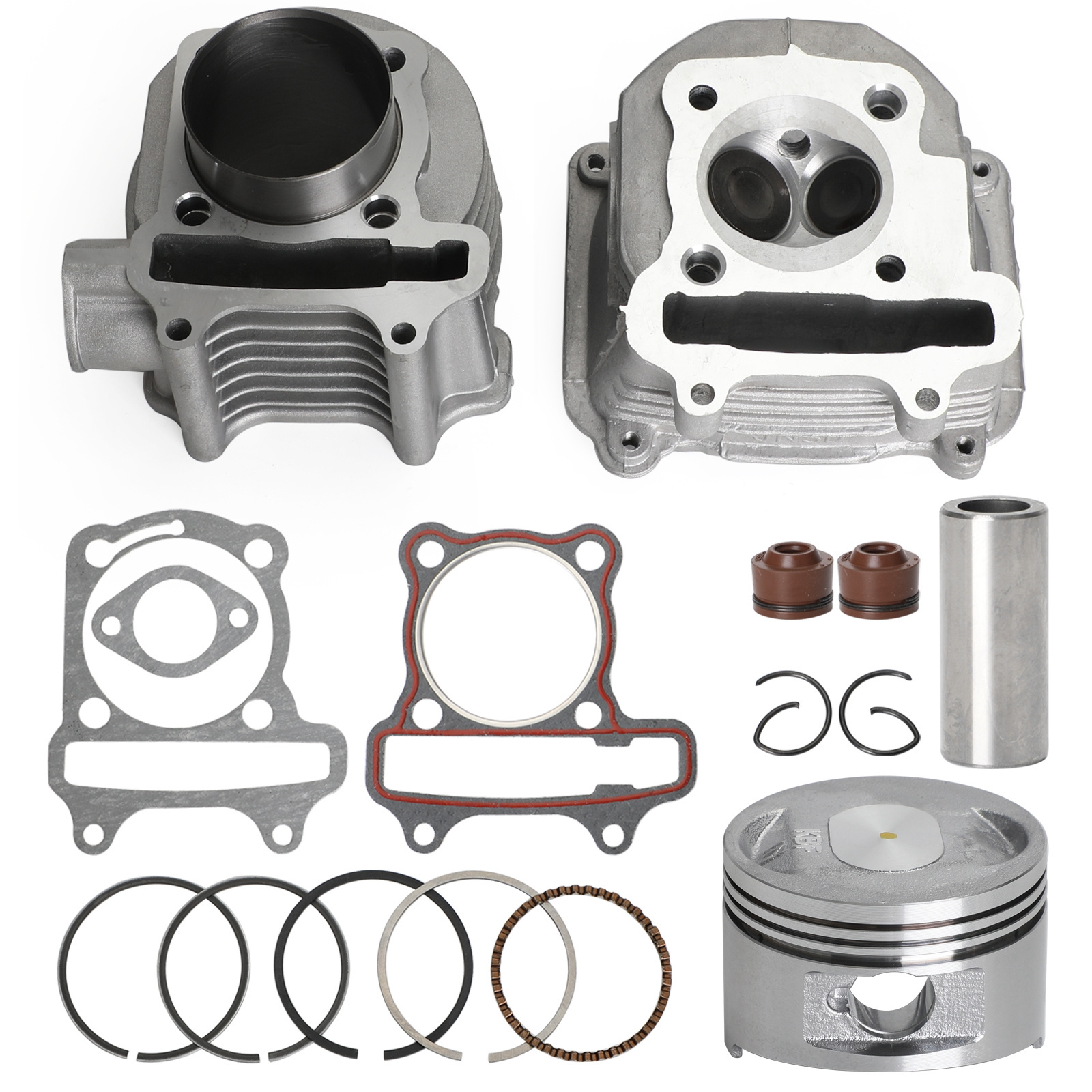 GY6 125cc 150cc 57.40mm Cylinder Head Piston Top End Kit For Chinese 4-stroke Scooter Moped with 152QMI 157QMJ Engines