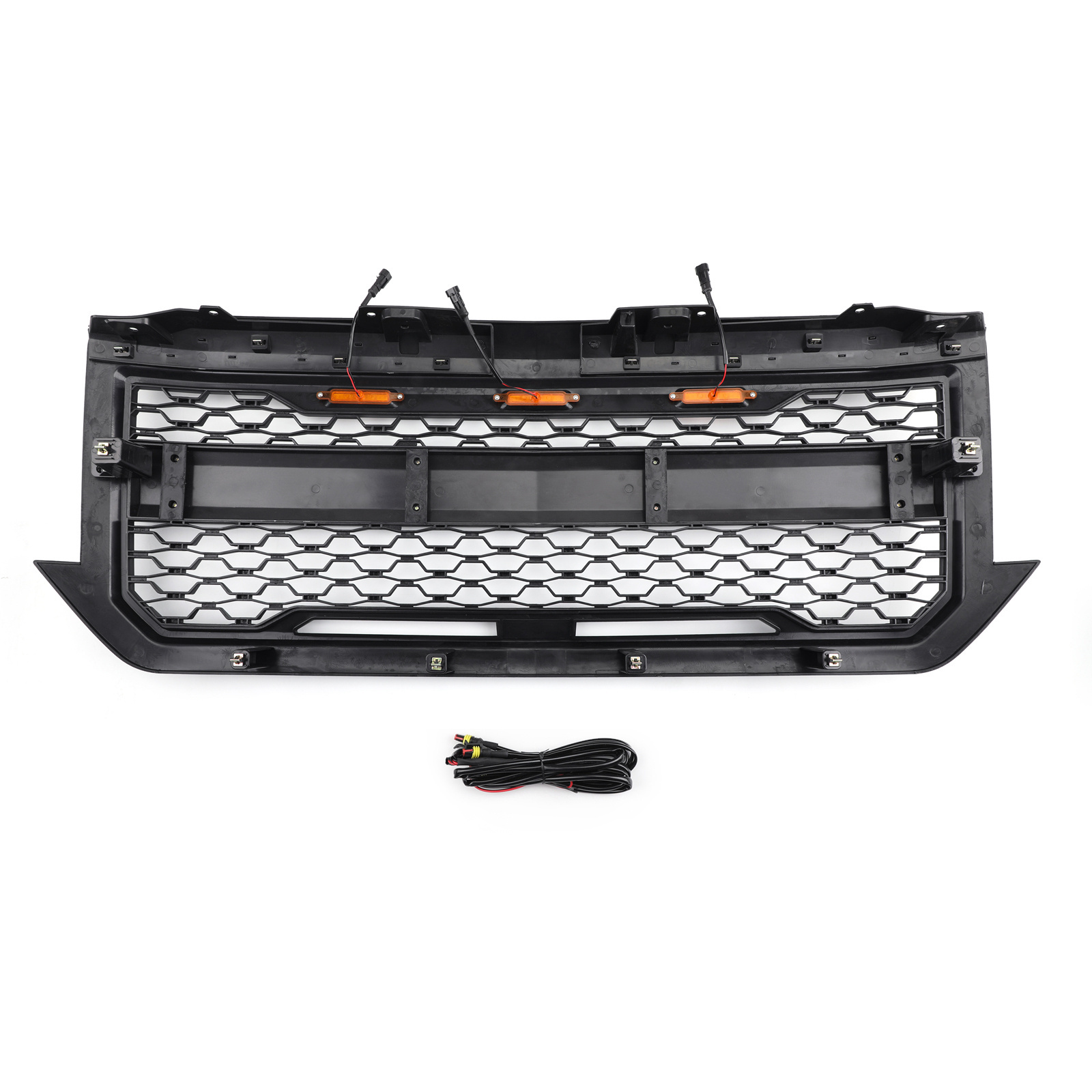 Areyourshop Front Grille Grill With Amber Lights Fit For Chevrolet Silverado 1500  2016 2017 2018 With Logo