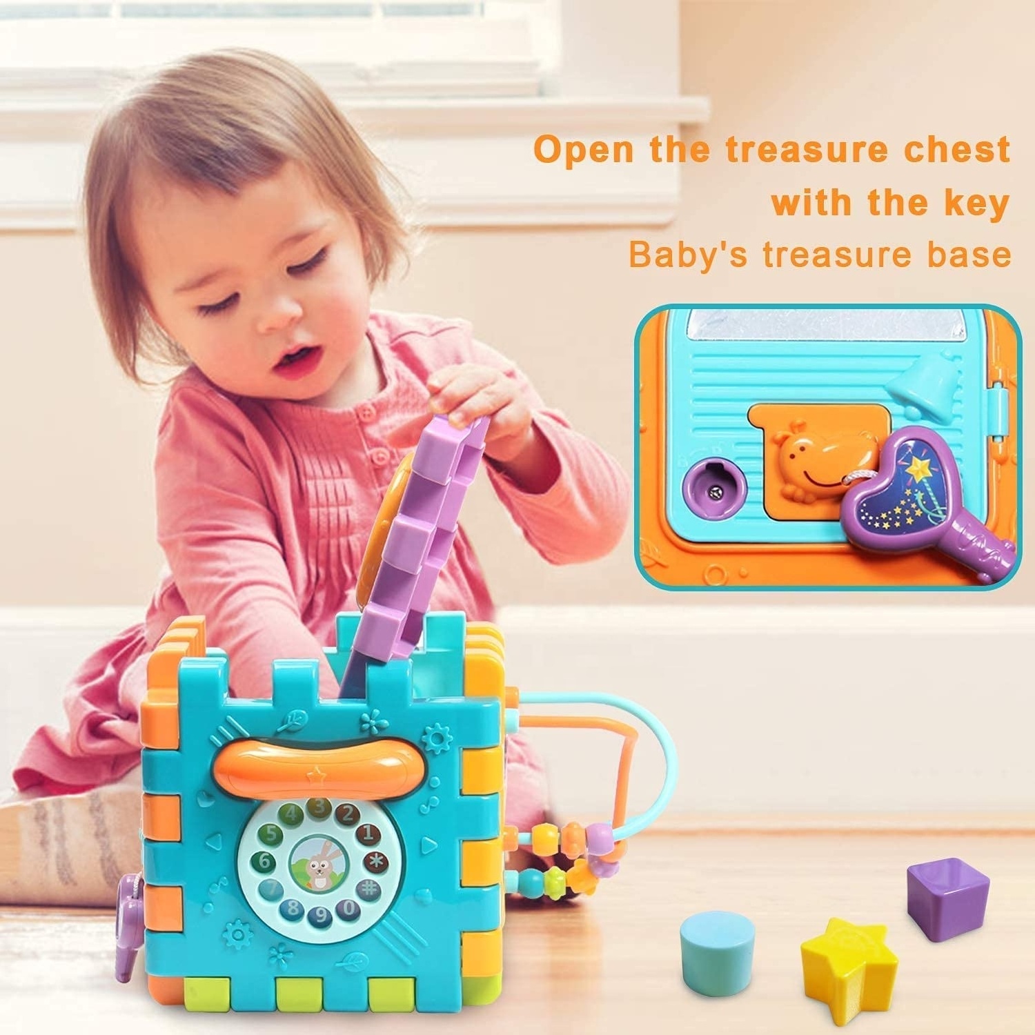 Early Educational 6 in 1 Shape Sorter Toys Baby Activity Play Centers Music and Light Activity Cube for 6 12 18 Months