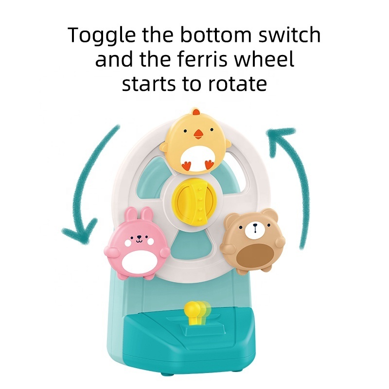 Baby Toys Plastic Animal Ferris Wheel Suction Cup Spinning Top Toy High Chair Suction Toys for High Chair