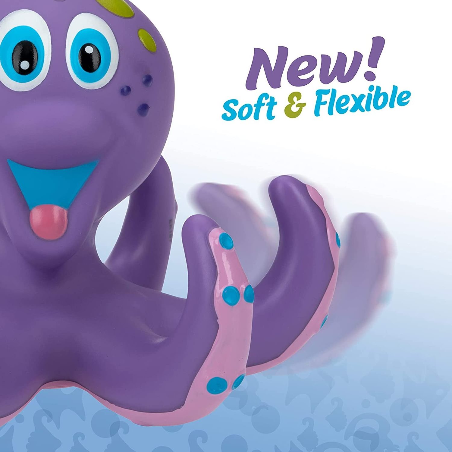 Hot Selling Rubber Baby Bath Toys Interactive Bath Toy Floating Purple Octopus with 3 Hoopla Rings