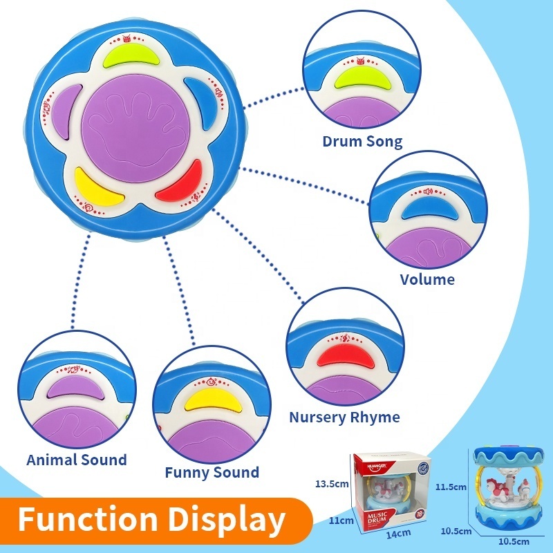 Projector Baby Musical Instrument Toys Tummy Time Carousel Rotating Drum 6 to 12 month with Music Light