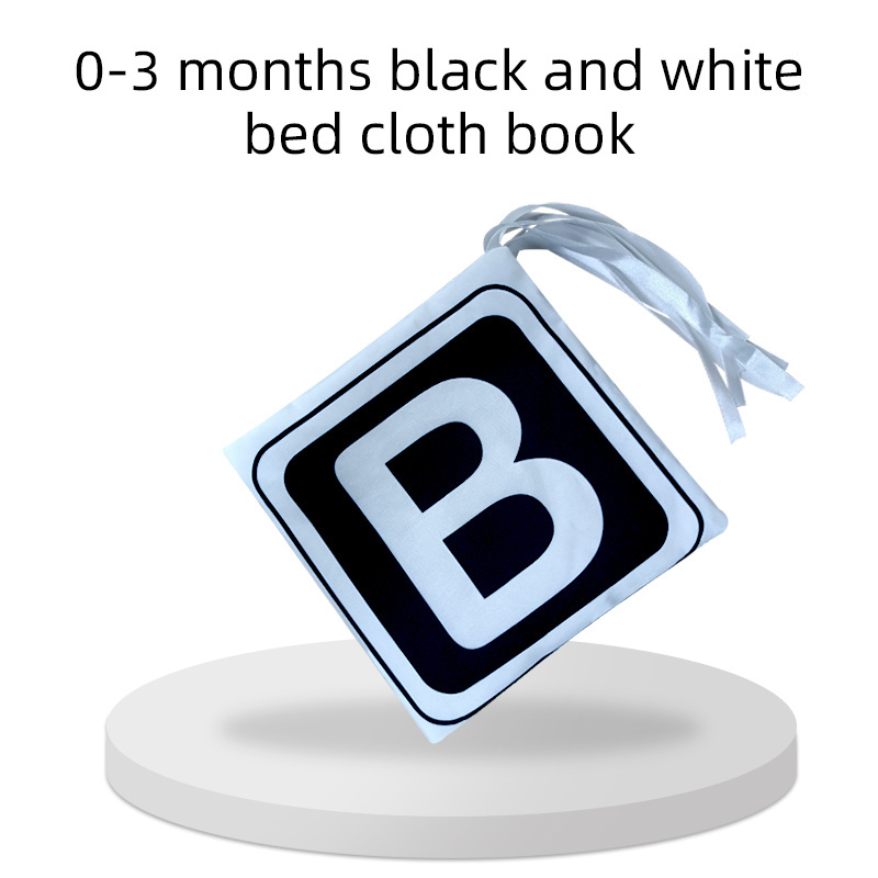 Baby Gift Crinkle Books Infant Tummy Time Baby Visual Bed Toys 0-3 Months Baby Contrast Crinkle Black and White Soft Cloth Book