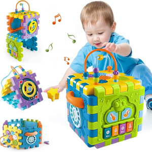 Early Educational 6 in 1 Shape Sorter Toys Baby Activity Play Centers Music and Light Activity Cube for 6 12 18 Months