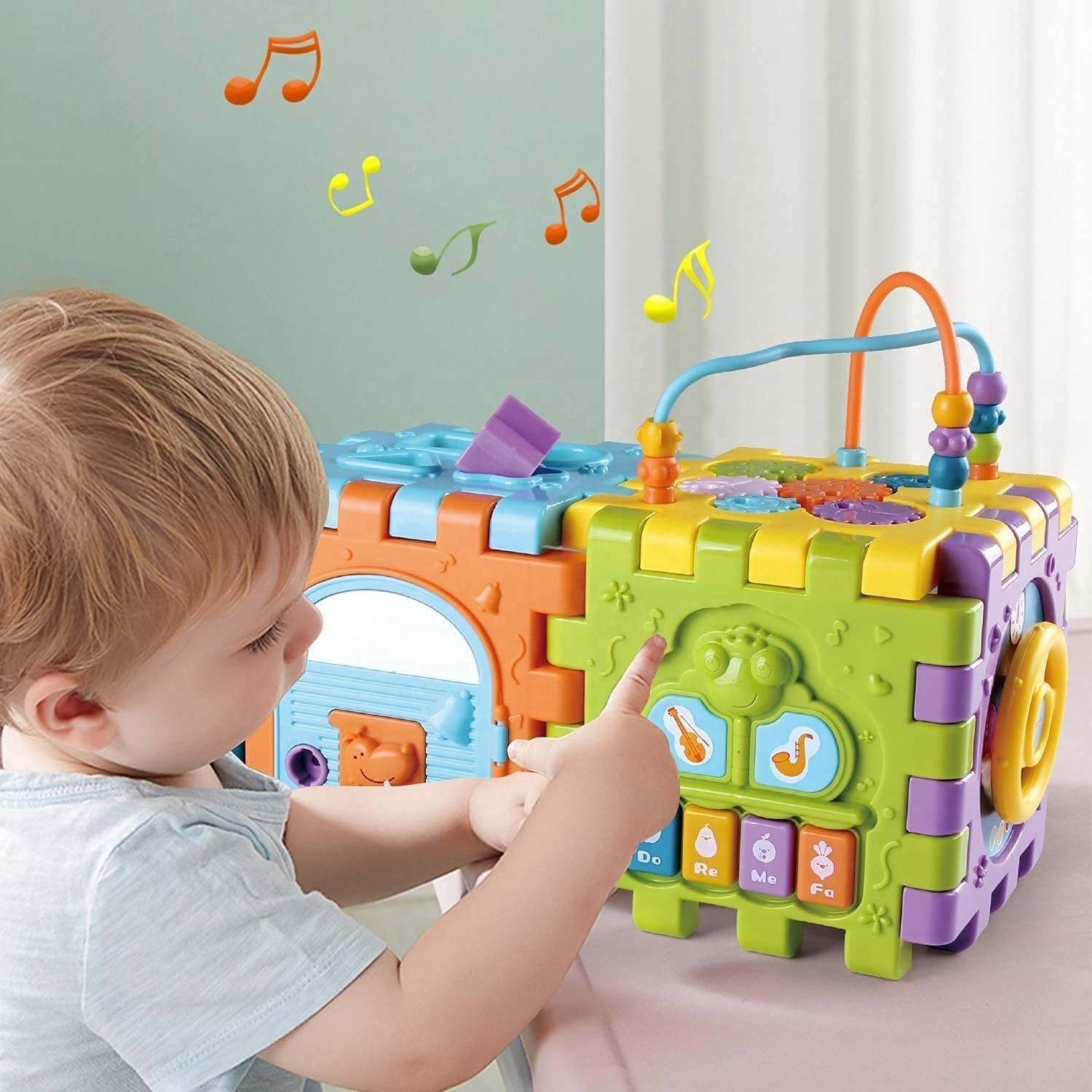 Early Educational 6 in 1 Shape Sorter Toys Baby Activity Play Centers Music and Light Activity Cube for 6 12 18 Months