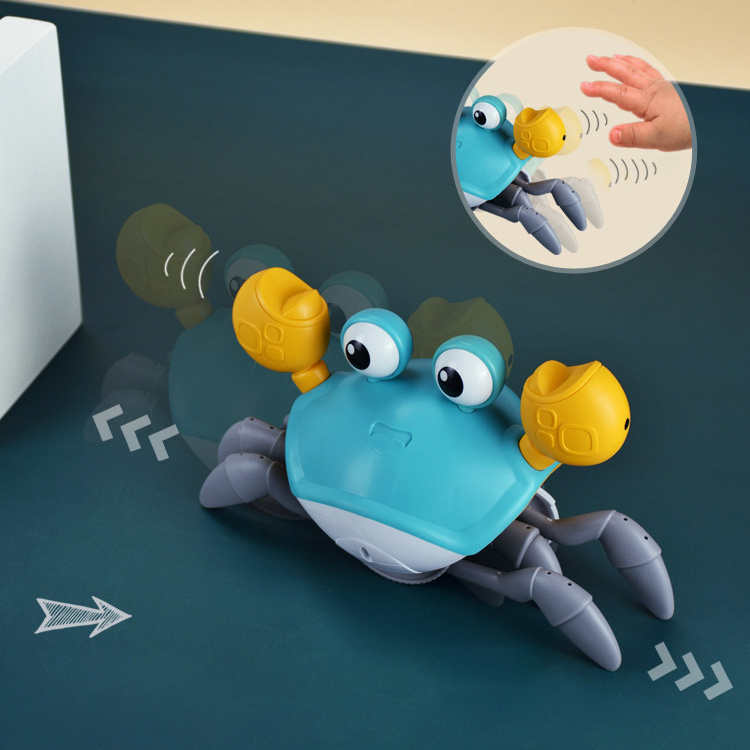 Baby Musical Crab Squeaky Walking Crawling Electric Walking Sensor Crab Moving Crab Baby Toy