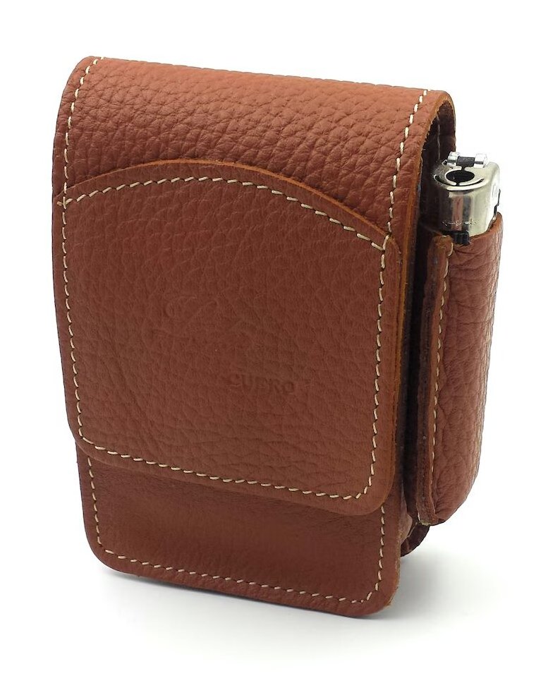 High Quality Customized Hand Made Ubrique Leather tobacco And Cigarette case with lighter At Wholesale Manufacture