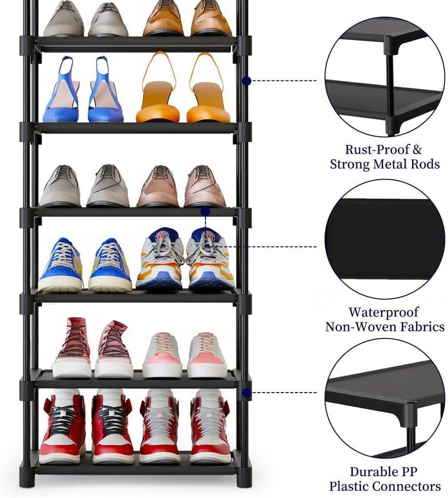 Shoe Organizer Tall Shoe Rack for Closet, Entryway, Sturdy Shoe Shelf  Space-Saving Narrow Shoe Rack w/Easy Assembly