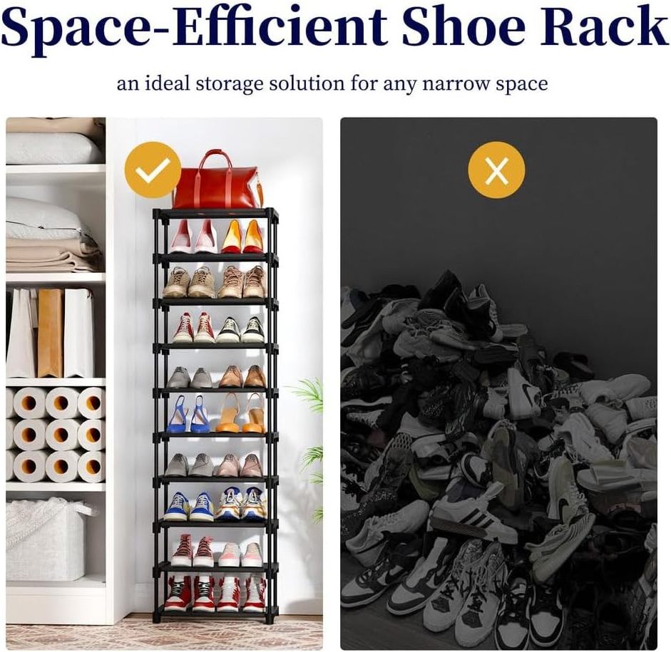 Shoe Organizer Tall Shoe Rack for Closet, Entryway, Sturdy Shoe Shelf  Space-Saving Narrow Shoe Rack w/Easy Assembly