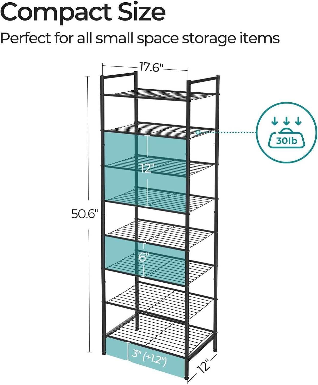 Shoe Rack, Sturdy 8 Tier Metal Tall Shoe Rack Shelf, Slim Shoe Storage Organizer