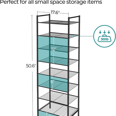 Shoe Rack, Sturdy 8 Tier Metal Tall Shoe Rack Shelf, Slim Shoe Storage Organizer