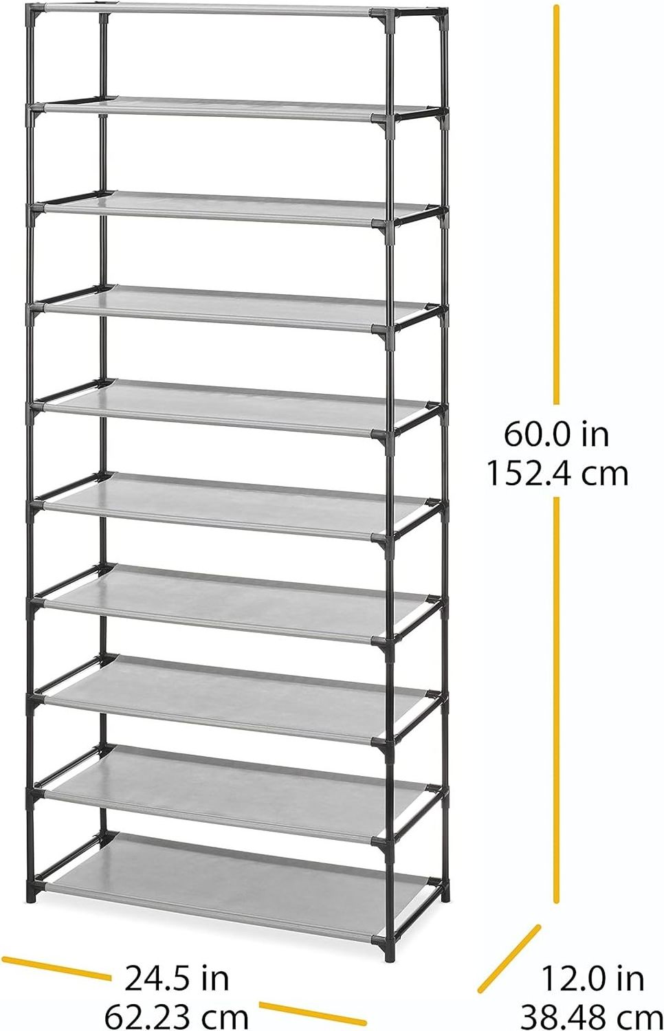 10 Tier Shoes Rack  Shoes Racks Organizer for Closet, Black Large Shoe Shelf for Entryway,50 Pair Large Shoe Stand